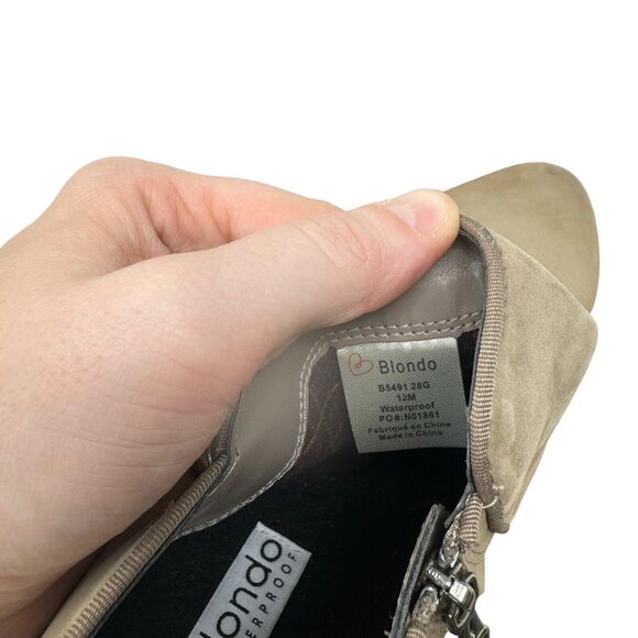 Blondo Villa Ankle Bootie Beige Leather Nubuck Suede Waterproof Womens Size 12 - Picture 7 of 8